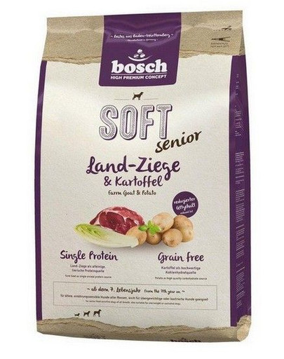 BOSCH Soft Senior Kozí maso & brambory 2 x 12,5 kg + přírodní jelení tyčinky 7 ks.