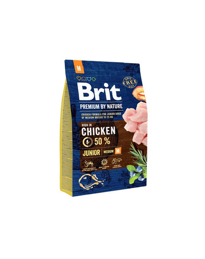 BRIT Premium By Nature Junior Medium M 3 kg + 6 x 800 g BRIT Konzervy pro štěňata krůtí a játra
