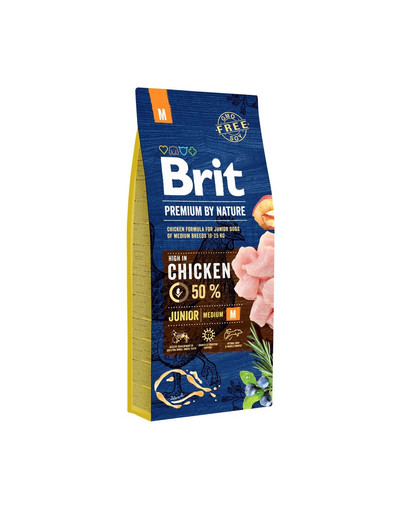 BRIT Premium By Nature Junior Medium M 15 kg + 6 x 800 g BRIT Konzervy pro štěňata krůtí a játra