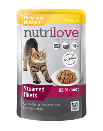NUTRILOVE Cat Kuřecí filetky v omáčce 85 g