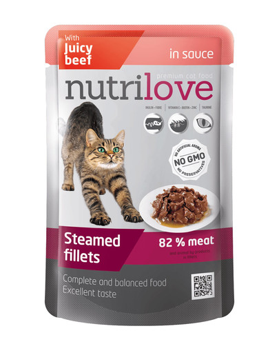 NUTRILOVE Cat Hovězí filetky v omáčce 85 g
