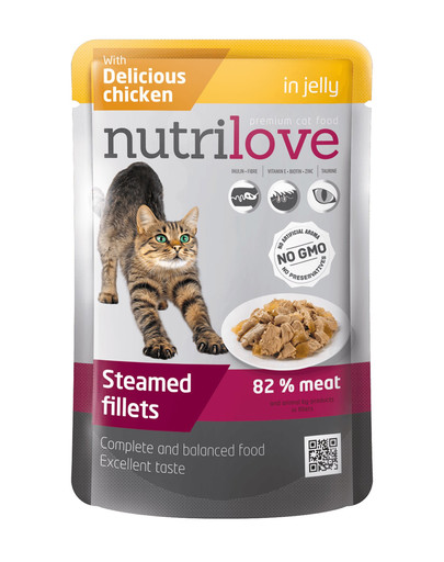 NUTRILOVE Cat filetky s kuřecím v želé 85g