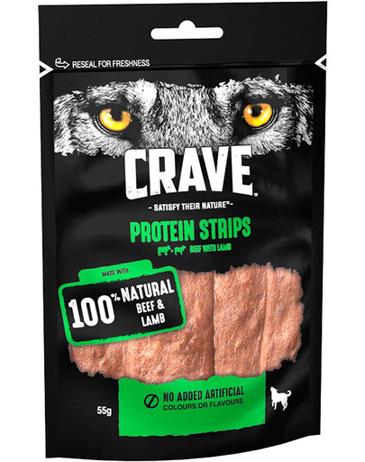 CRAVE Beef&Lamb Protein Strips 7x55 g