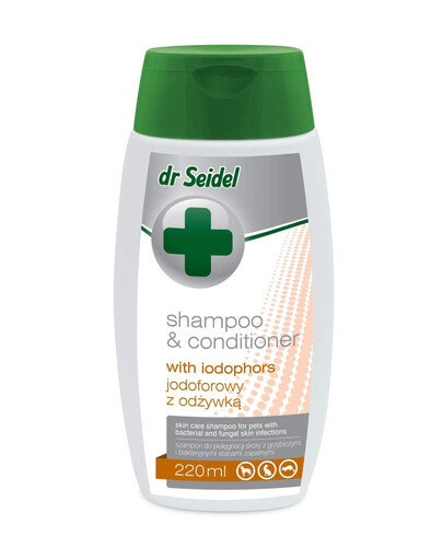 DR SEIDEL Jodoforový šampon s kondicionérem pro psy 220 ml na bakteriální a plísňové infekce kůže