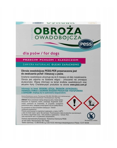 PESS Pess-Per Obojek proti hmyzu pro psy s vůní 60 cm