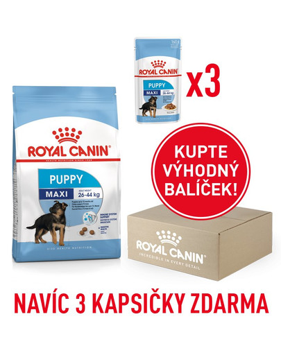 ROYAL CANIN Maxi Puppy 1kg box + 3 kapsičky 140g zdarma