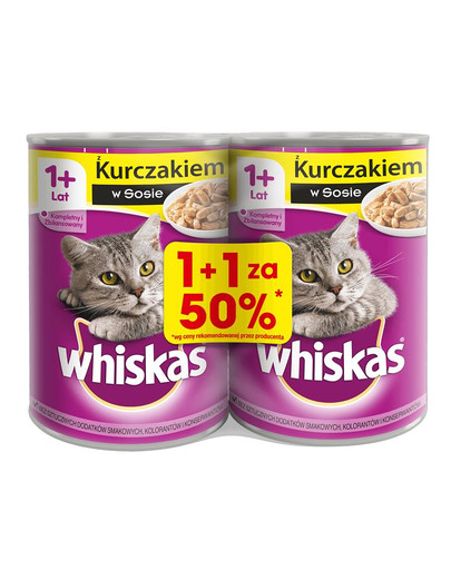 WHISKAS Adult kapsičky s kuřecím v omáčce 24x400g (12ks. za 50%)