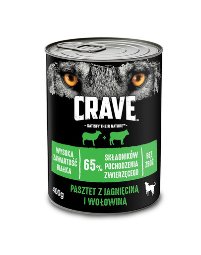 CRAVE Jehněčí a hovězí 24 x 400g konzervy pro psy