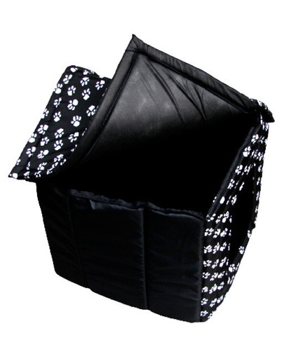 PETSBED Pelech pro psy - bouda  53 x 48 cm černý s tlapkami