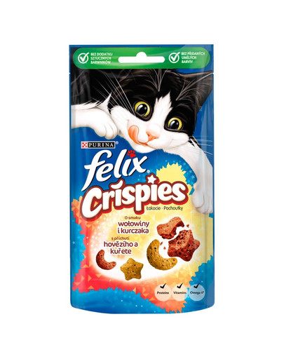 FELIX Crispies Hovězí a kuře 8 x 45g