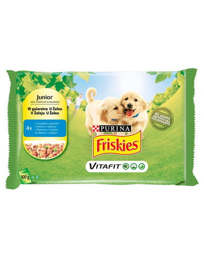 FRISKIES Vitafit Juniors s kuřecím masem a hráškem v želé 4x100g kapsičky pro štěňata