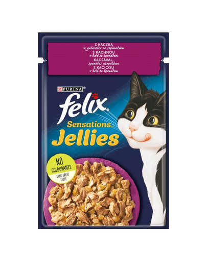 FELIX Sensations Jellies s kachnou v želé se špenátem 26 x 85 g