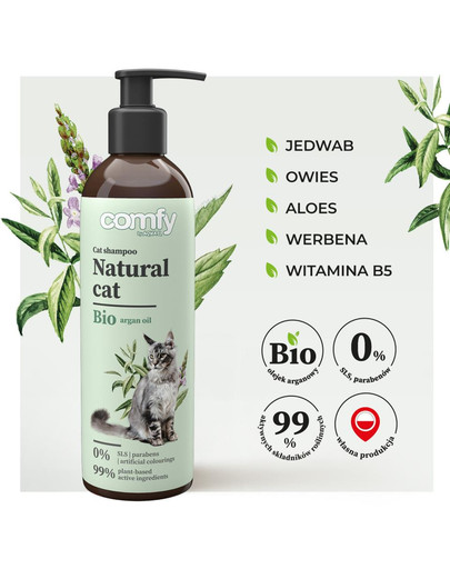 COMFY Natural Cat Přírodní šampon s vůní růže pro kočky všech plemen 250ml