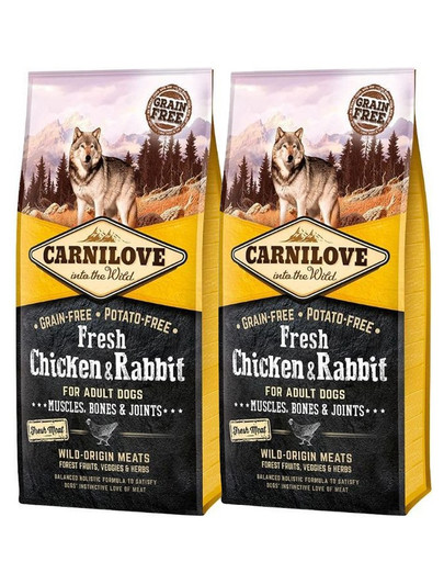 CARNILOVE Dog Fresh Chicken & Rabbit for Adult 2 x 12 kg
