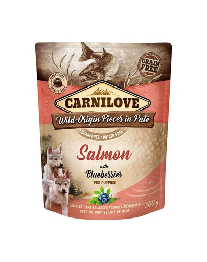 CARNILOVE Dog Pouch Paté Salmon with Blueberries for Puppies 300g