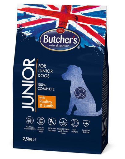 BUTCHER'S Functional Junior Dog Dry Kuře a Jehněčí 2,5kg 