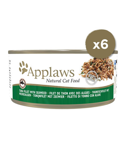 APPLAWS Cat Tin 6 x 156 g konzerva pro kočky s tuňákem a mořskými řasami