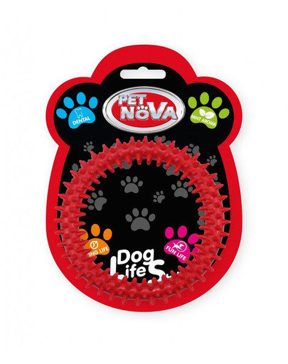 PET NOVA DOG LIFE STYLE  dentální hračka Ringo12,5 cm, červená, mátové aroma