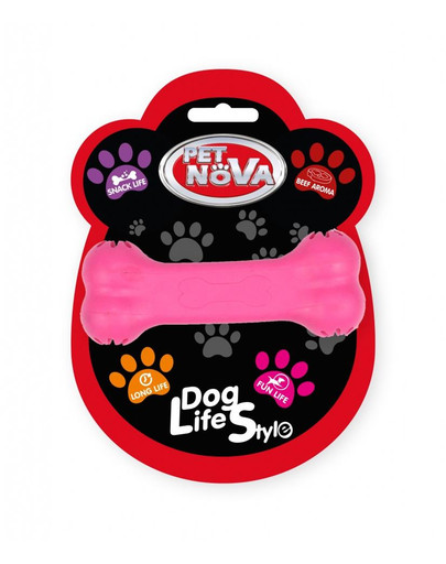 PET NOVA DOG LIFE STYLE gumová hračka 11 cm, růžová, hovězí příchuť