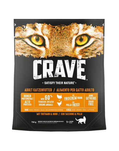 CRAVE Krůta a kuře 750 g x 6 granule pro dospělé kočky