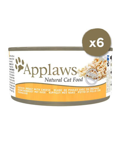 APPLAWS Cat Tin 6 x 70 g mokré krmivo s kuřecím masem a sýrem
