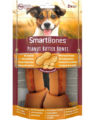 SmartBones Peanut Butter Bones M 2ks kosti pro psy středních plemen