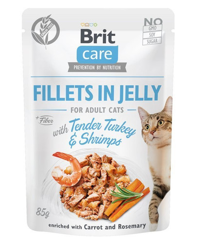 BRIT Care Cat Fillets in Jelly Tender Turkey & Shrimps 85g