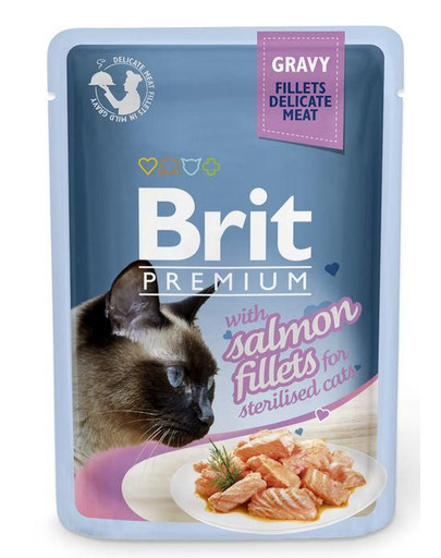 BRIT Premium Cat Fillets in Gravy for Sterilised Salmon 24 x 85g