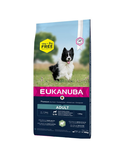 EUKANUBA Adult Small & Medium Lamb & Rice 12+2 kg ZDARMA