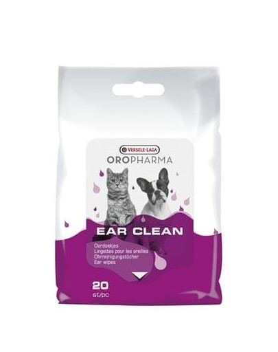 VERSELE-LAGA Oropharma Ear Clean ubrousky na čištění oblasti uší pro kočky a psy 20kusů