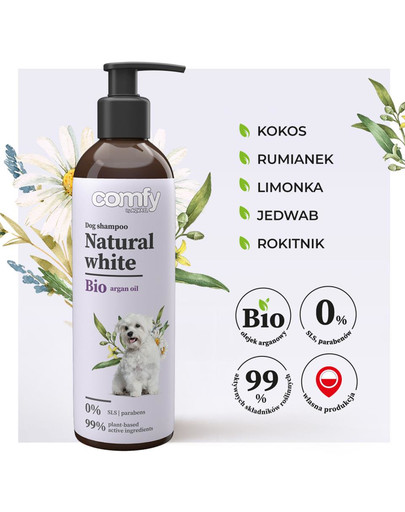 COMFY Natural White 250 ml šampón pro psy se světlou srstí