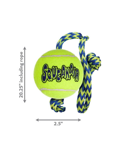 KONG SqueakAir Ball with rope M Míč tenisový s lankem