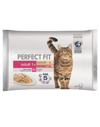 PERFECT FIT Cat Adult 1+ masové kapsičky pro kočky 4*85g
