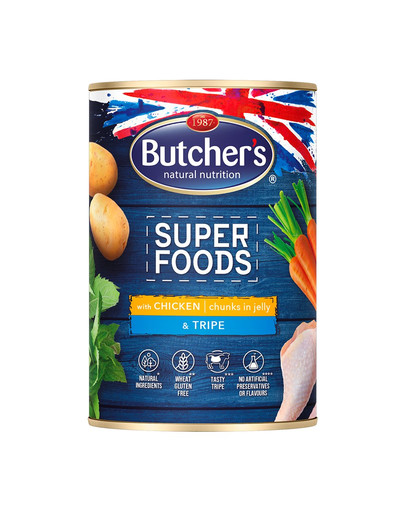 BUTCHER'S Dog Superfood Tripe Dršťky a kuřecí 400 g