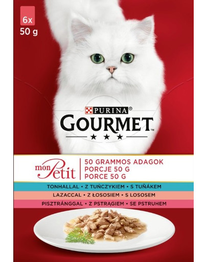 GOURMET Mon Petit Cat tuňák losos pstruh ve šťávě 6 x 50 g