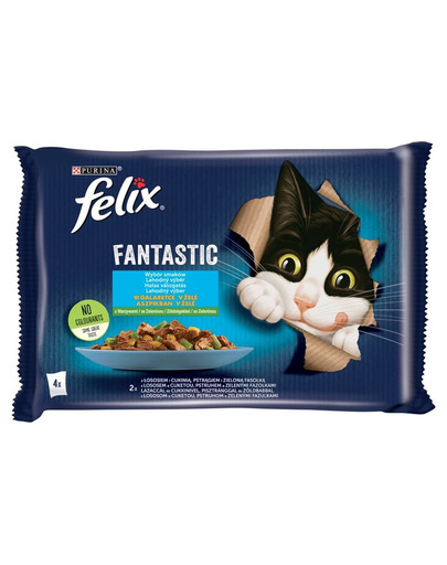 FELIX FANTASTIC s lososem a cuketou/pstruhem fazolkami 4x85g kapsičky pro kočky