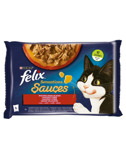 FELIX Sensations Sauce Venkovské příchutě v omáčce (krůtí se slaninou, jehněčí se zvěřinou) 48x85g