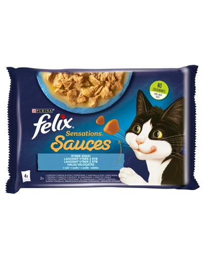 FELIX Sensations Sauce Výběr z ryb v omáčce ( černá treska s rajčaty, sardinky s mrkví) 48x85g