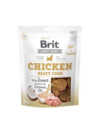 BRIT Jerky Chicken with Insect Meaty Coins 200g pamlsky pro psy