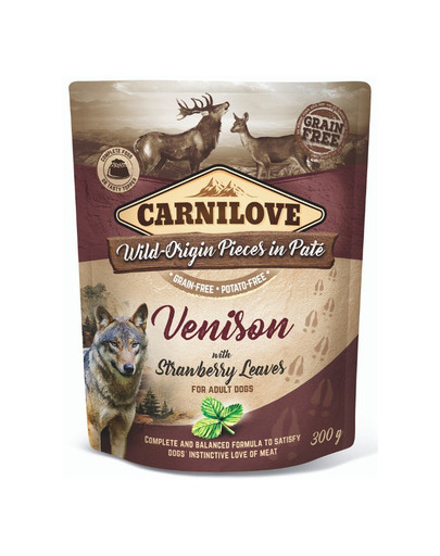 CARNILOVE Dog Paté Venison with Strawberry Leaves 12 x 300g
