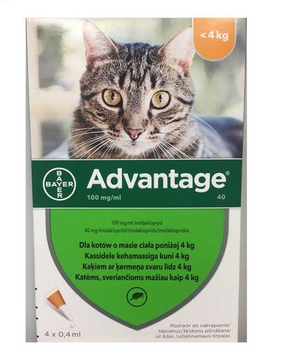 BAYER ADVANTAGE spot-on 1x0,4 ml pro malé kočky do 4 kg