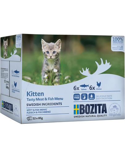 BOZITA Kitten Multibox Meat&Fish Menu 12 x 85g kapsičky pro kočky