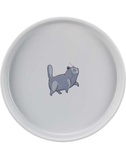 TRIXIE Keramická miska pro kočku s motivem kočky 0,6l / 23cm šedá