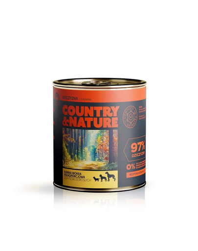 COUNTRY&NATURE Zvěřina s brusinkou 850g bezobilná konzerva pro psy