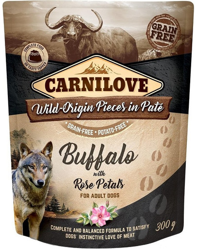 CARNILOVE Dog Pouch Paté Buffalo with Rose Petals 12 x 300g