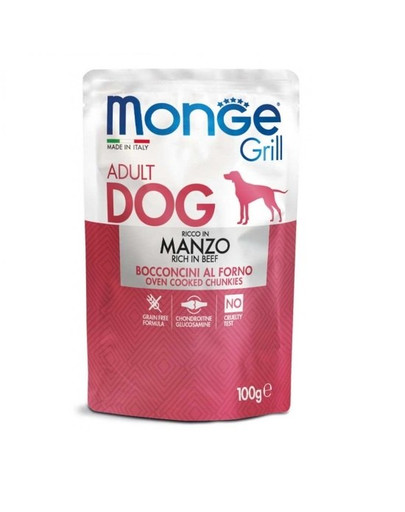 MONGE Dog Grill hovězí kapsička 100g
