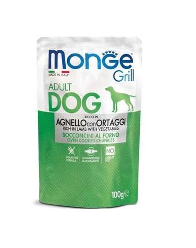 MONGE Dog Grill jehněčí se zeleninou 100g