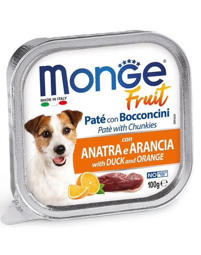 MONGE Fruit Dog Paštika Kachna a pomeranč 100g