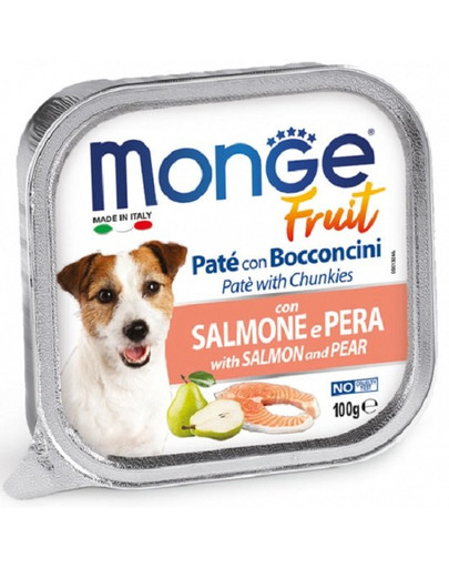 MONGE Fruit Dog Paštika Losos a hruška 100g