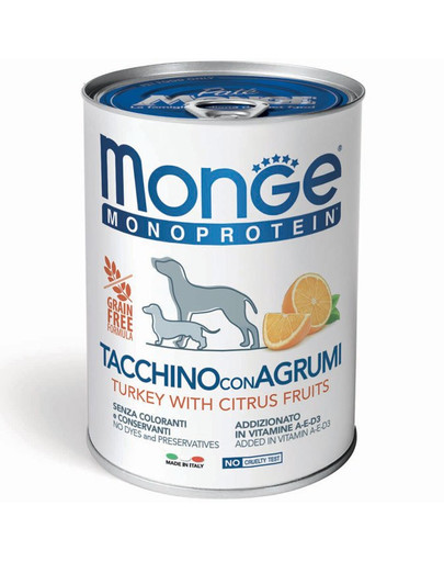 MONGE Dog Fruit Monoprotein Turkey s rýží a pomerančem 400 g